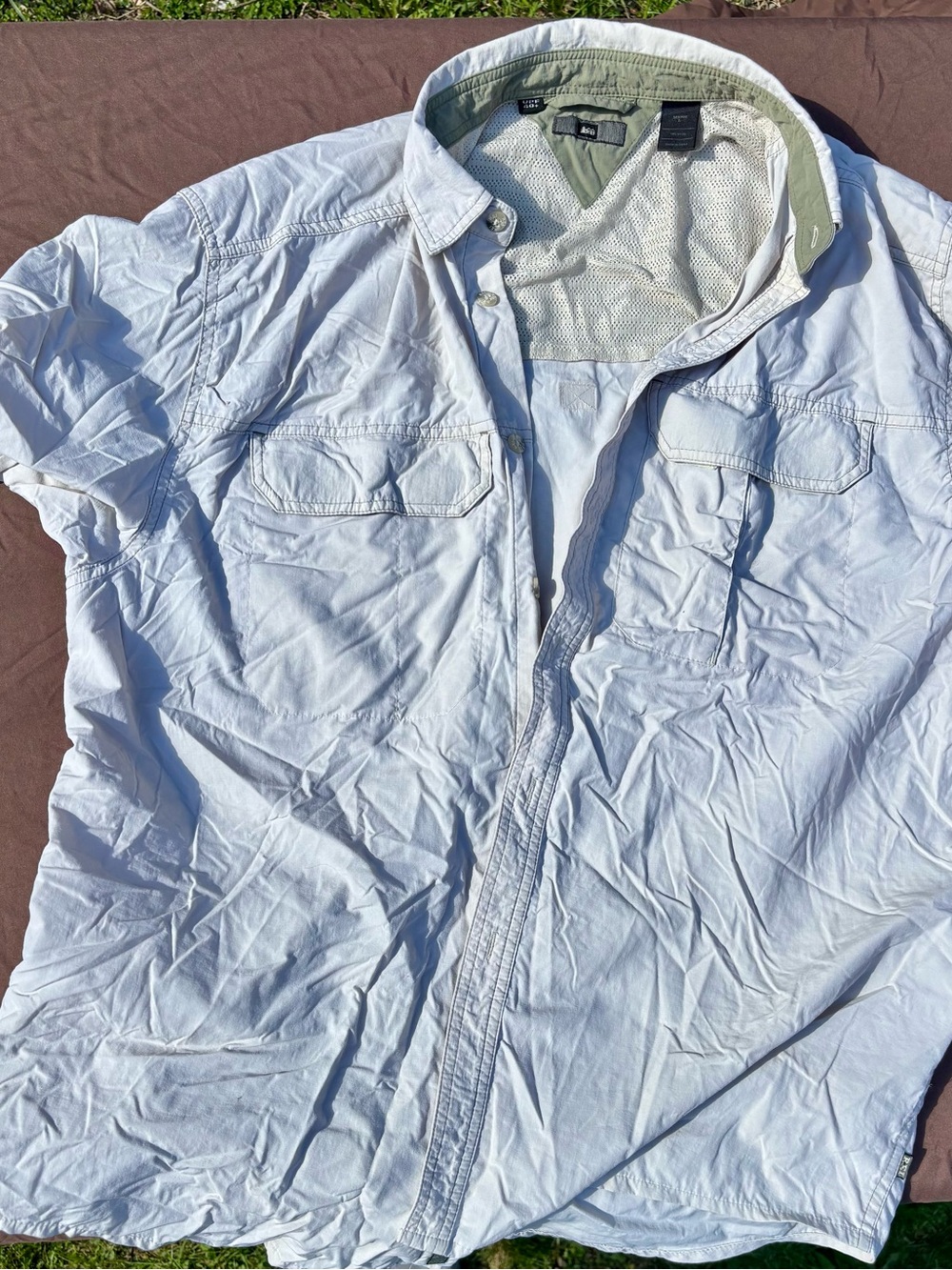 REI Men’s Lightweight Button-Front Jacket - Light Blue 40 sunscreen (fishing)